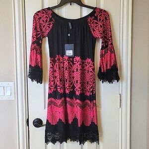 NWT White Mark size small pink and black dress
